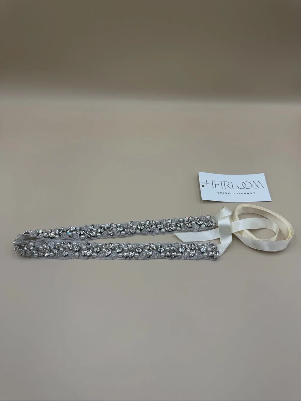 Sparkling Crystal Pearl Wedding Dress Belt Silver Bridal Sash NWT